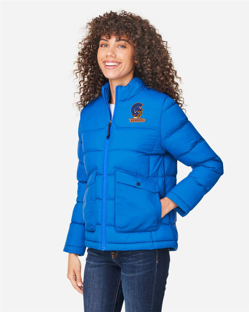 Trojan Logo Puffer Jacket - Ladies